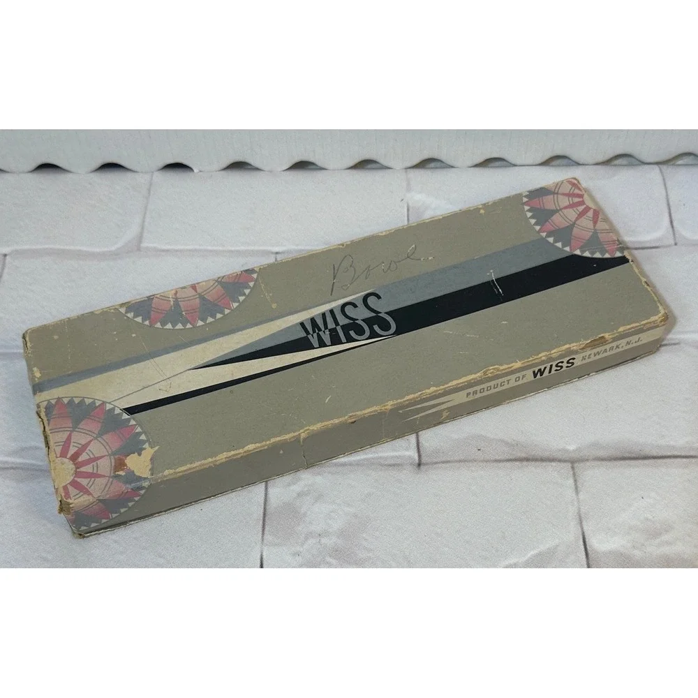 Vintage Wiss Model C Pinking Shears Chrome Fabric Scissors Original Box USA